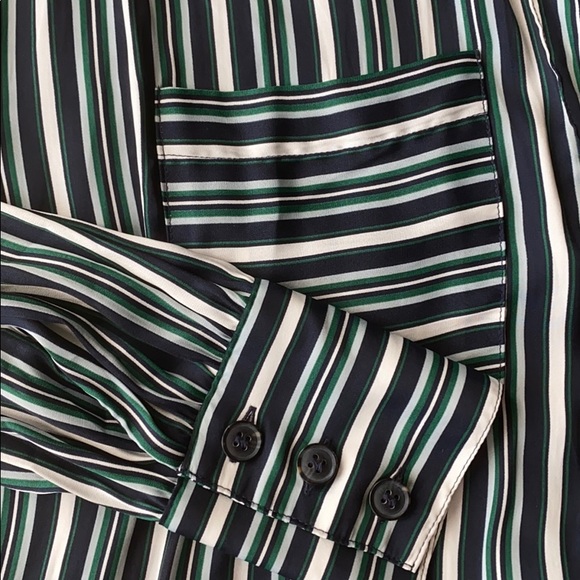 NWT Free People Navy striped silky shirt Sz S - Picture 5 of 5